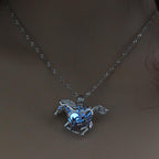 Glowing Horse Pendant Necklace with Galloping Horse Motif