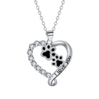 Heart Friend Paw Necklace in Silver-Black