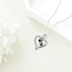 Heart Friend Paw Necklace in Silver-Black