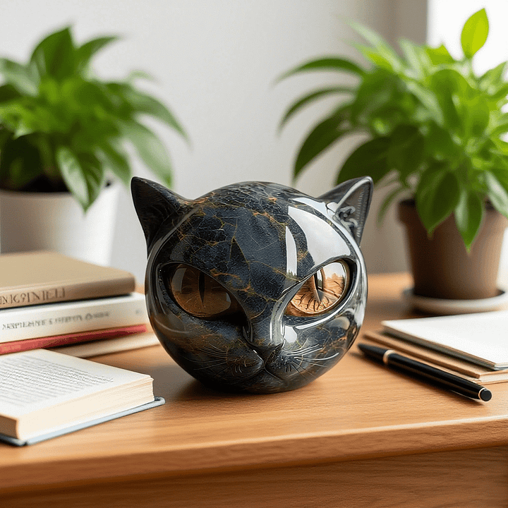NyxCharm | Mystical Black Cat Head Sculpture
