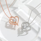 Double Heart Necklace with Zirconia – Adjustable Women's Necklace