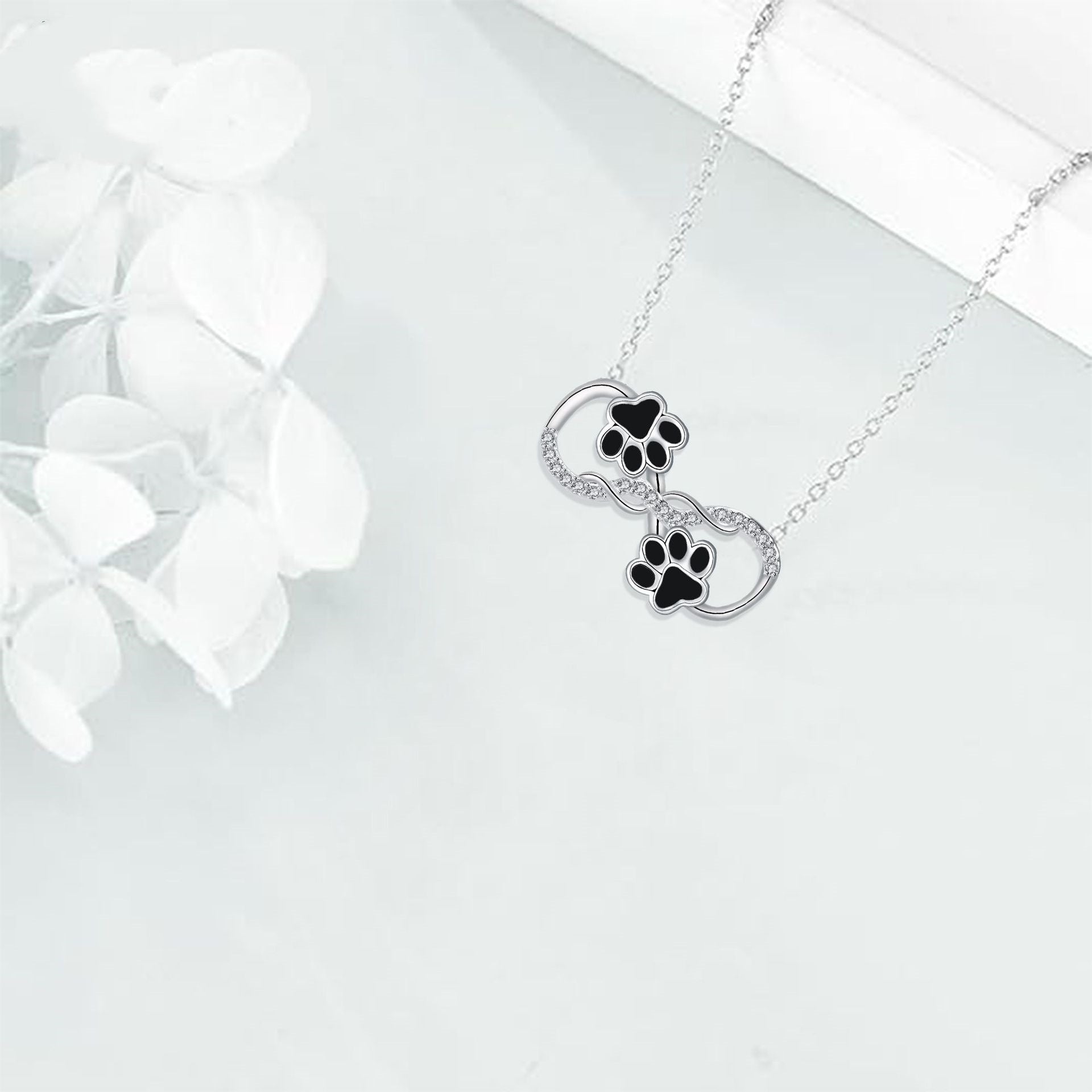 Infinite Love - Dog Paw Necklace with Zirconia