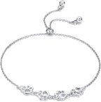 Sterling Silver Dog Paw Print Bracelet – Adjustable Bracelet