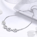 Sterling Silver Dog Paw Print Bracelet – Adjustable Bracelet