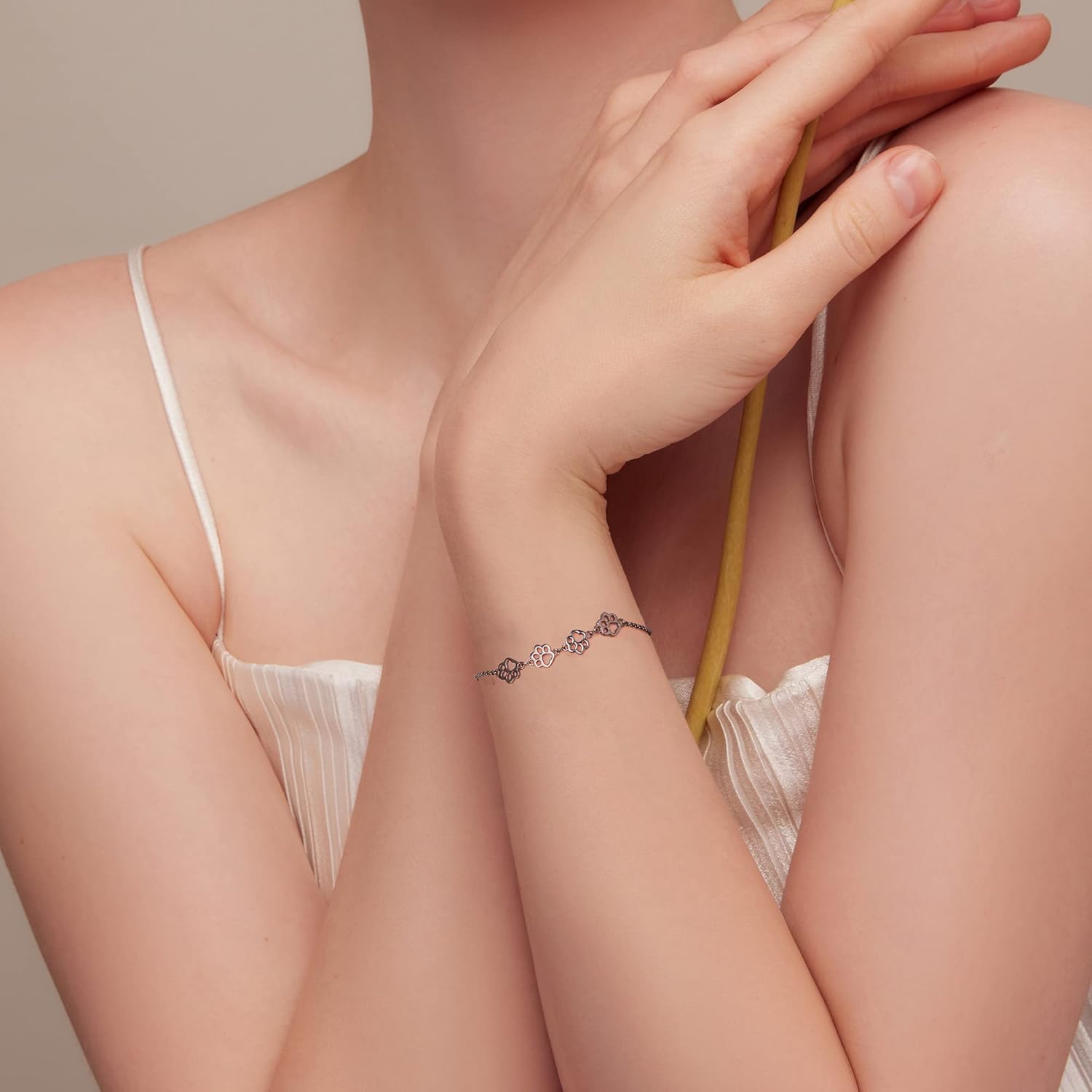 Sterling Silver Dog Paw Print Bracelet – Adjustable Bracelet