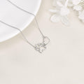 Paw Print Necklace in Sterling Silver – Heart Crystal Pendant with Dog Paw