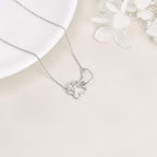 Paw Print Necklace in Sterling Silver – Heart Crystal Pendant with Dog Paw