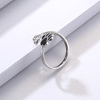 Handcrafted Paw Print Heart Sterling Silver Adjustable Ring