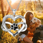 Infinity Necklace with Heart & Paw in Silver – Symbolic Pet Jewelry