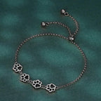 Sterling Silver Dog Paw Print Bracelet – Adjustable Bracelet