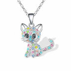 Necklace with Baby Cats & Colorful Zirconia – made of Silver