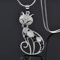 Cat Necklace in Silver with Zirconia