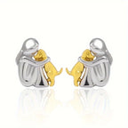 Sweet Two-Tone Hugging Earrings in Silver & Gold