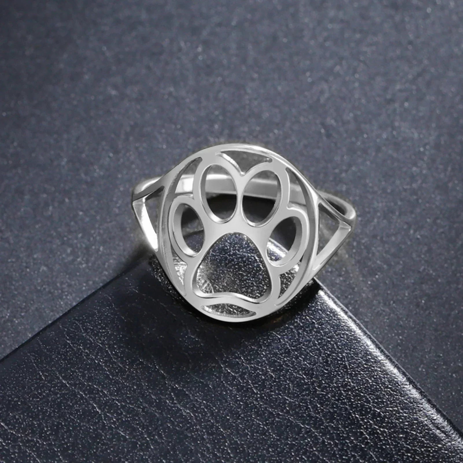 Delicate Paw Ring – Open Stainless Steel Ring with Animal Motif