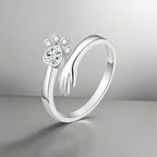 Adjustable Paw Ring Made of Sterling Silver – Hand-in-Paw Design