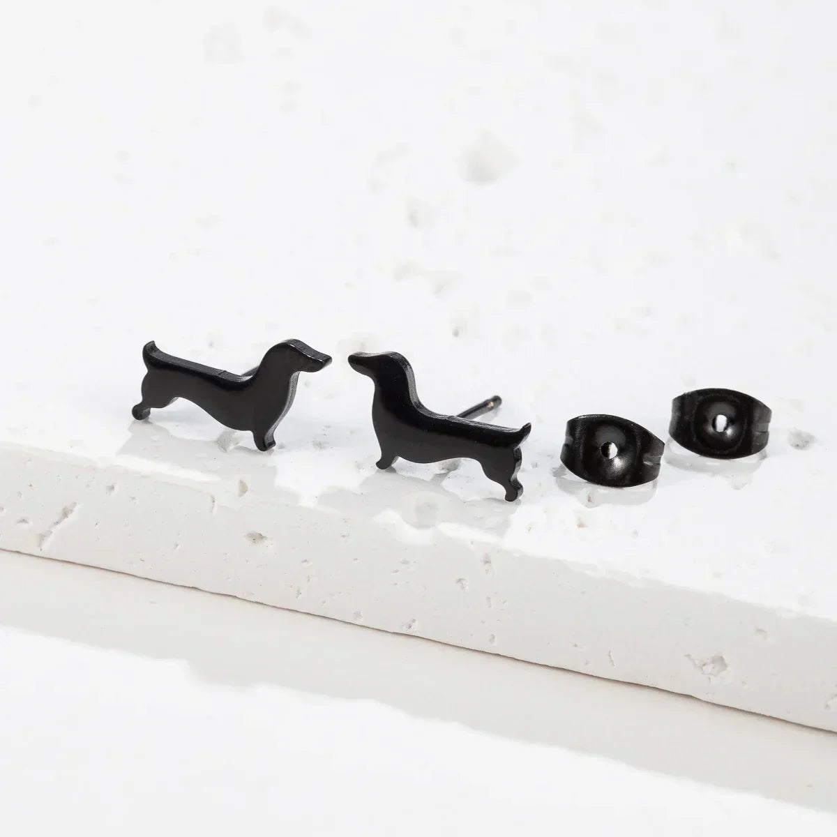 Dachshund Stud Earrings – Minimalist Dog Earrings Made of Metal