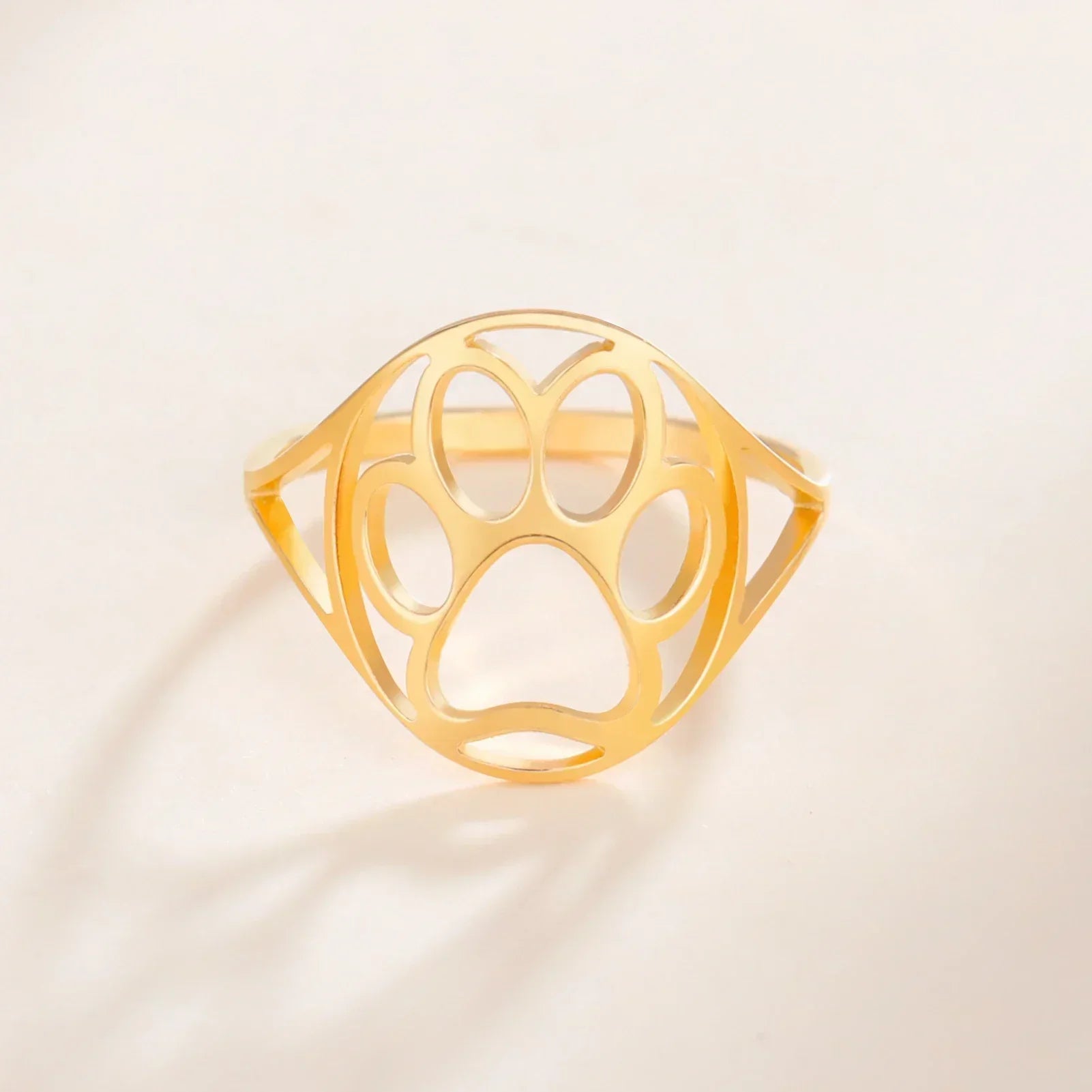 Delicate Paw Ring – Open Stainless Steel Ring with Animal Motif