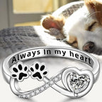 Paw Print Ring with Zirconia Heart & Infinity Symbol