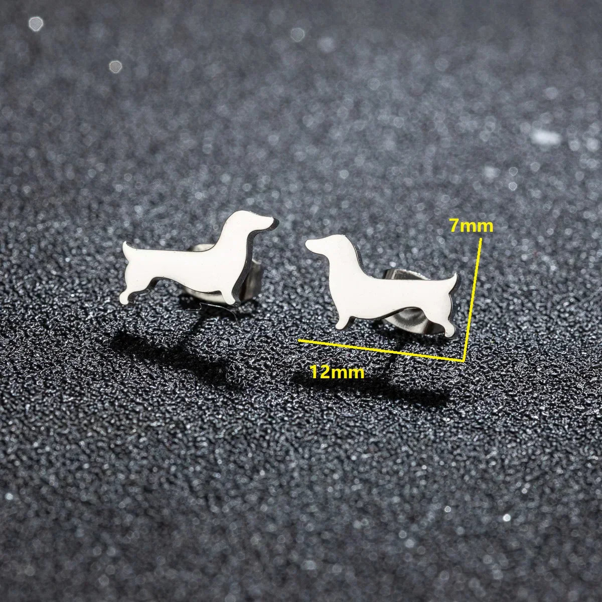 Dachshund Stud Earrings – Minimalist Dog Earrings Made of Metal