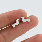 Dachshund Stud Earrings – Minimalist Dog Earrings Made of Metal
