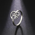Heart Paw Ring Made of Stainless Steel for Animal Lovers