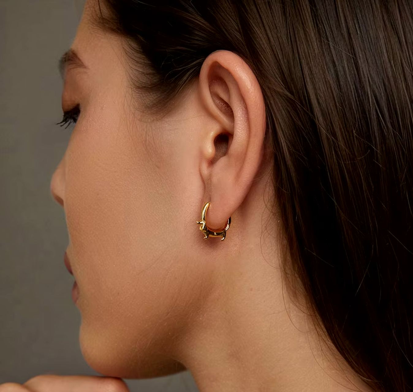 Dachshund Hoop Earrings in Silver