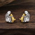 Sweet Two-Tone Hugging Earrings in Silver & Gold
