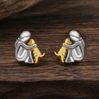 Sweet Two-Tone Hugging Earrings in Silver & Gold