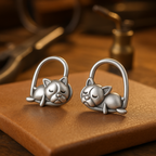 Sleeping Puppy Stud Earrings Made of Sterling Silver