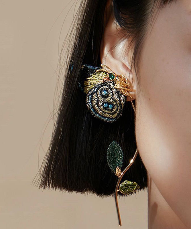 Earrings with Embroidered Butterfly Wings
