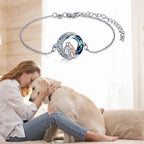Adjustable Lucky Bracelet made of Sterling Silver with Dog Motif