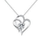 Double Heart Necklace with Zirconia – Adjustable Women's Necklace