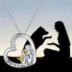 Lucky Necklace with Heart & Dog Motif – Sterling Silver Necklace with Zirconia