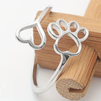 Handcrafted Paw Print Heart Sterling Silver Adjustable Ring