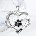 Infinity Necklace with Heart & Paw in Silver – Symbolic Pet Jewelry